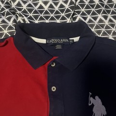 Vintage Y2K Polo Association Polo Shirt Cotton Red Blue No. 3 USPA Big Horse 2XL