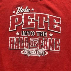 Pete Rose T-Shirt Men’s Lg Double Sided Cincinnati Reds MLB Vote Pete Into HOF