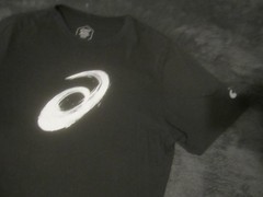 Asics Shirt Mens Medium Black Brush Logo Graphic Tee Athletic Running Sports