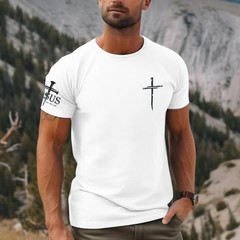 Christian Shirts for Men Oversized Jesus Shirt Faith Cross Graphic Tees God