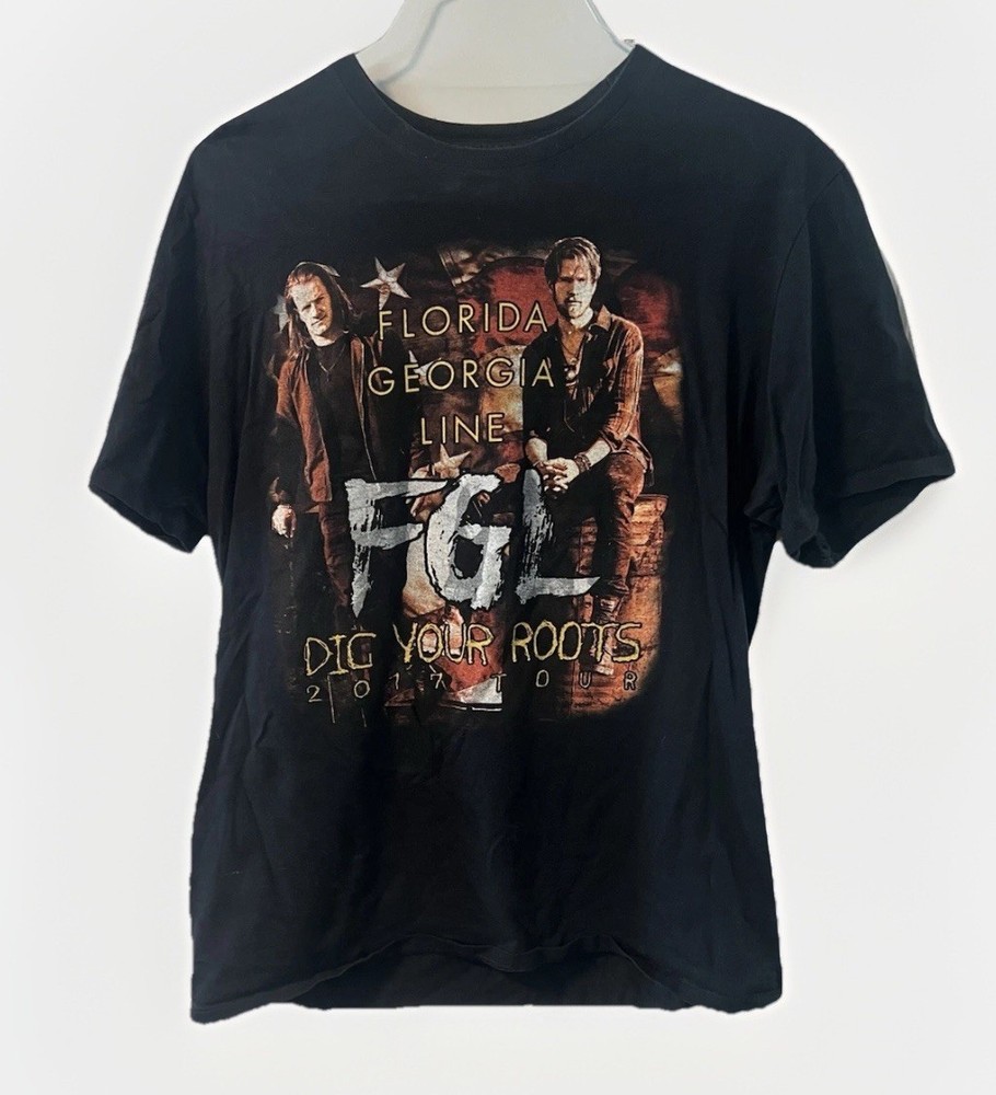 FLORIDA GEORGIA LINE DIG YOUR ROOTS 2017 TOUR SHIRT Sz L RARE FGL COUNTRY MUSIC