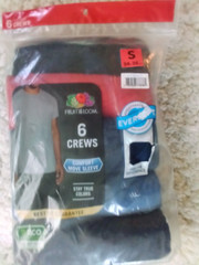 Fruit of The Loom 6 Tag-Free Crews Comfort Move Sleeve T-Shirts Size S 34-36