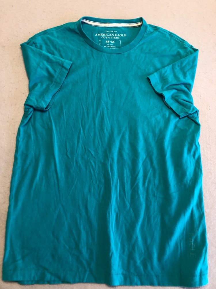 American Eagle T-Shirt Men’s Medium Bright Teal Blue Cotton Casual Tee