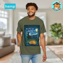 Ginger Cat Starry Night Art Comfort Tee Van Gogh
