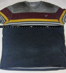 American Eagle Tee XXL Navy Maroon Grey Yellow Stripes Athletic Fit Y2K Preppy