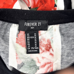 Forever 21 Men’s Red Floral Stripe Graphic T-Shirt Size M 100% Cotton
