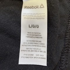 Reebok T-Shirt Men’s Large Black Sports Outdoors Soft Comfort Short Sleeve Used
