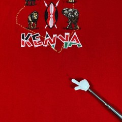 Airborne Kenya Africa 3XL Red Embroidered Elephant Lion Rhino Animal T-Shirt