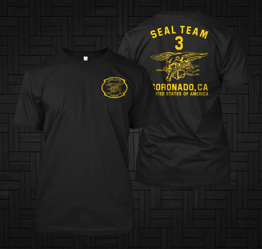 Navy SEAL Team Three DEVGRU Coronado – Custom Men’s Back and front T-Shirt Tee
