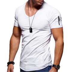 Mens Slim Fit Muscle T Shirt Tops Summer Casual V Neck Short Sleeve Blouse Tee