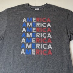 Patriotic America T Shirt Spell Out All Over XL XG TG Gray