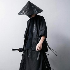 MFCT Men’s Japanese Kanji Streetwear Kimono Cardigan Loose Samurai T-Shirt