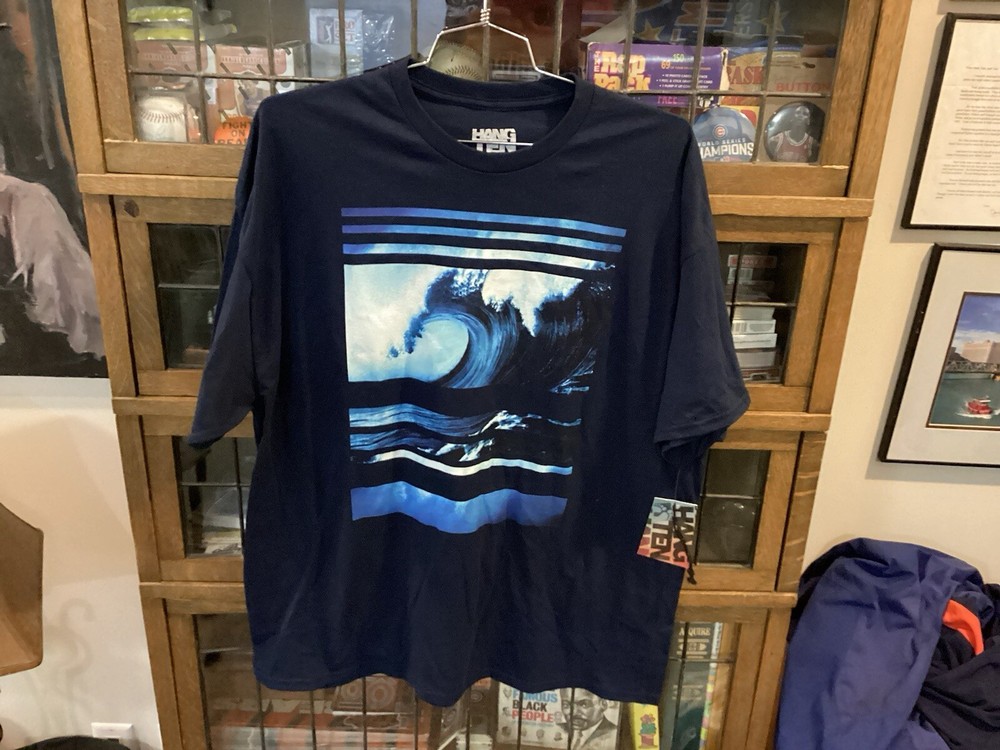 NWT HANG TEN Navy Blue Ocean Waves Surfing S/S T-shirt SZ XL – Cool