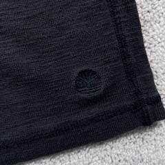 Timberland Henley Shirt Mens XL Black Mini Waffle Long Sleeve Cotton Casual Logo
