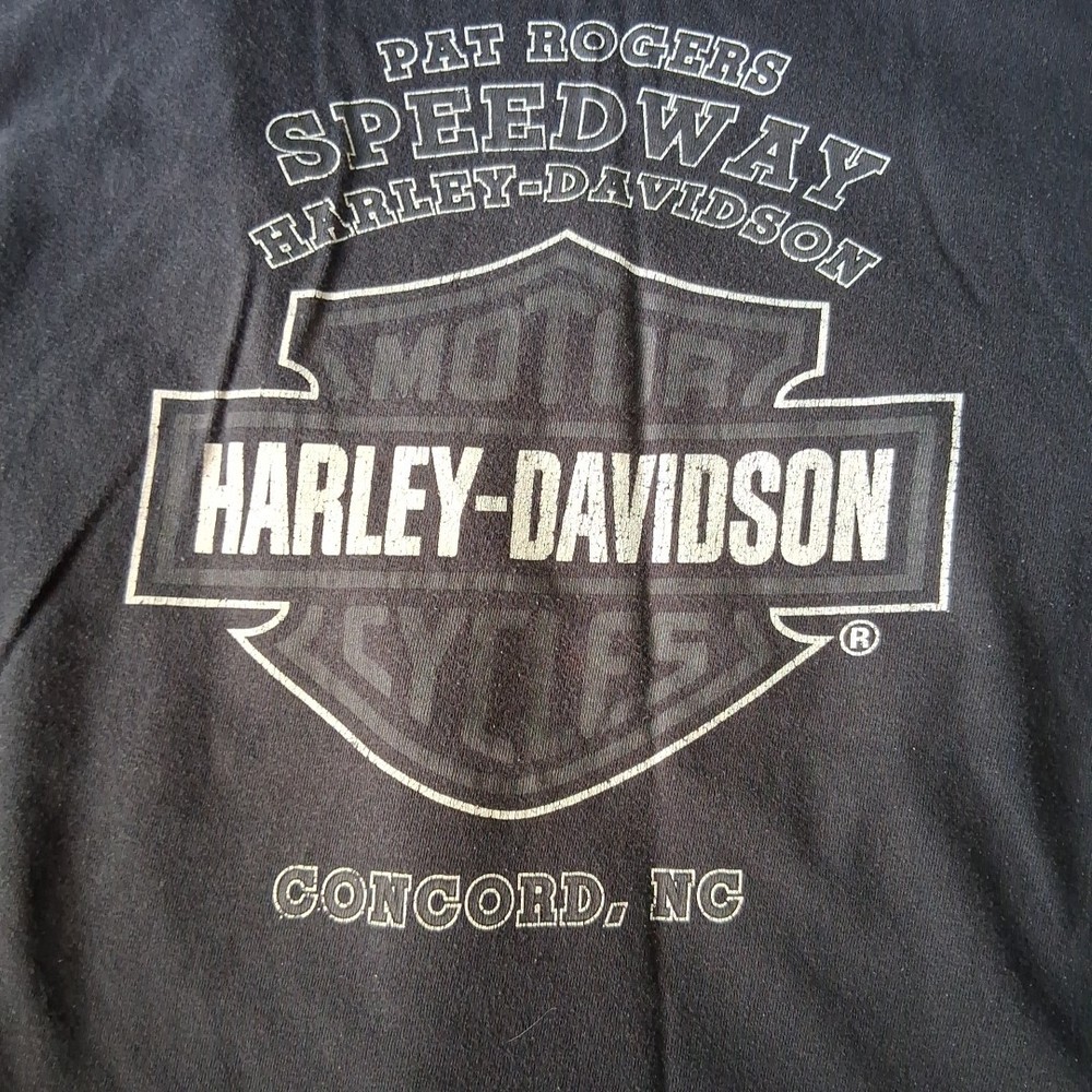 Harley Davidson Pat Rogers Speedway Tshirt Sz XL Black -3 Harley Cycles Graphic