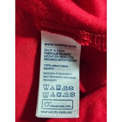 Tommy Hilfiger Mens Red T-Shirt Crew Neck Striped Collar Flag Logo 78JB130 M