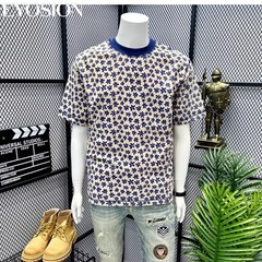 Men’s Floral Print Short Sleeve Cotton T-Shirt Casual Retro Round Neck Tee