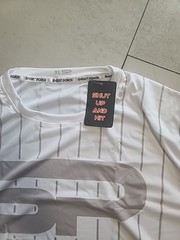 Short Porch (Shut Up And Hit) Short Sleeve Shirt, white with grey stripes