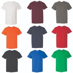 Gildan – Heavy Cotton Pocket T-Shirt Rib Collar Assorted Colors Tee Pack of 9