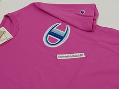 CHAMPION LIFE FLOSS STITCH C LOGO HERITAGE TEE SHIRT PEONY PINK MENS SIZE LARGE