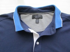 Nordstrom MENS SHOP Contrast Collar Short Sleeve Polo T-Shirt Navy L UPC95