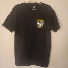 Volcom Stone Skull w/ Wings True to This – Black and Gold Tee Size L