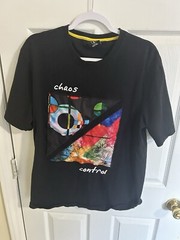 “Choas Control” High Quality Black T-Shirt with Unique Print Size L