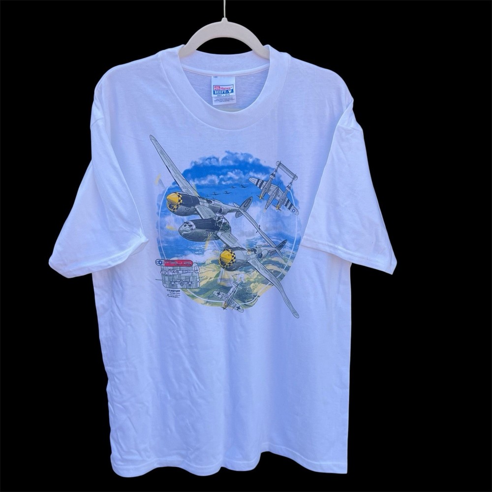 Vintage Lockheed P-38J-25 Lightning Fighter Plane Men’s T-Shirt Size Small. NWOT