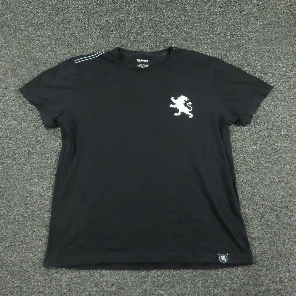 Express Shirt Mens Large Black Lion Logo Graphic Crewneck Tee T-Shirt Casual