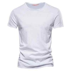 100% Cotton Round Neck Design Slim Fit Soild Color Short Sleeve T Shirt for Men