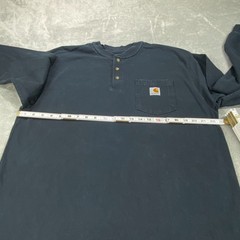 Carhartt Henley Shirt Mens Large Black Loose Fit Heavyweight Ribbed Knit Cuff