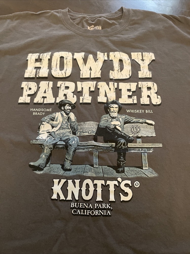 Knotts Berry Farm 3XL T-Shirt HANDSOME BRADY and WHISKEY BILL Bench Sculpture
