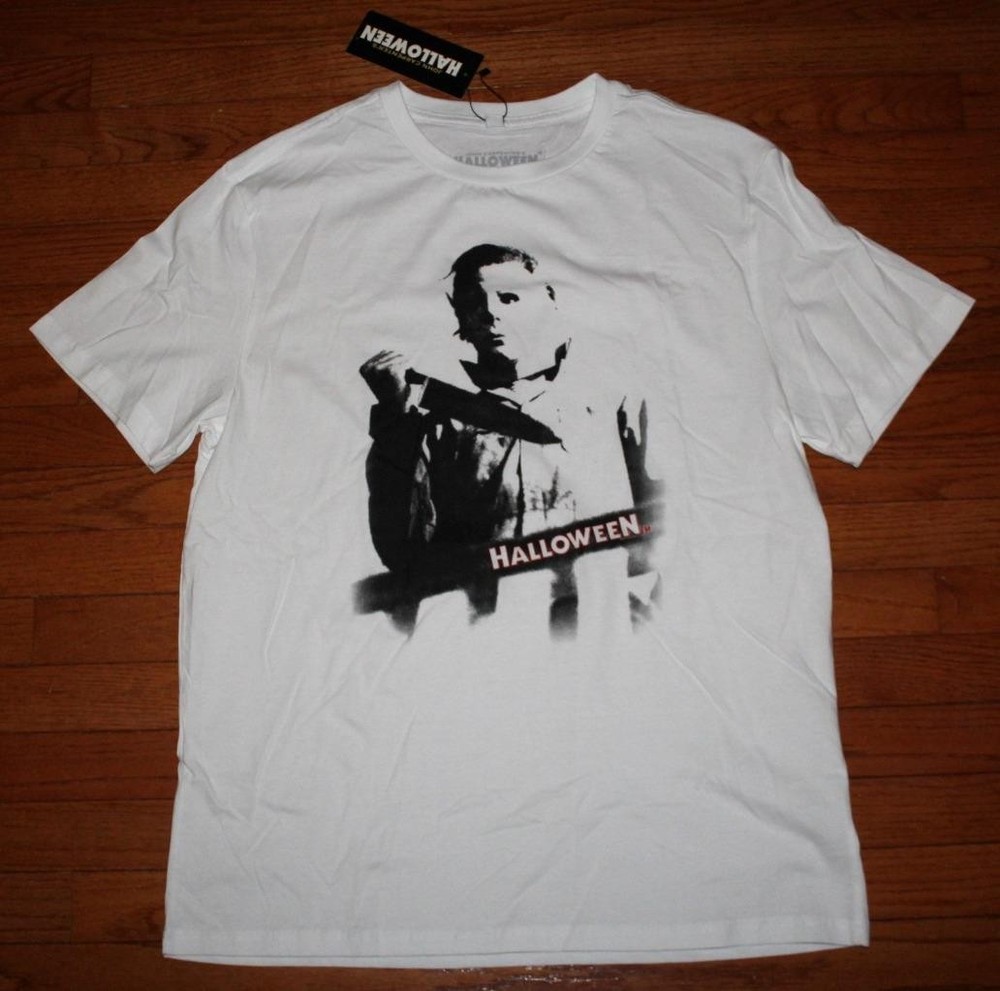 Men’s JOHN CARPENTER’S HALLOWEEN Graphic Tee T-Shirt MICHAEL MYERS Knife XL *6S