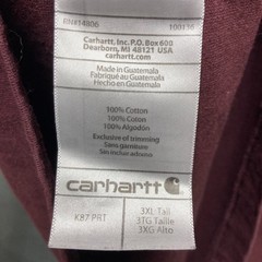 Carhartt K87 Pocket T Shirt Mens 3XLT Tall Port Red Short Sleeve Original Fit