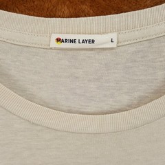 MARINE LAYER Shirt Mens Large Tan Pullover Slub Pocket Tee Hemp Blend