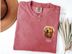 Custom Pet Portrait Comfort Tee Personalized Dog Cat Photo