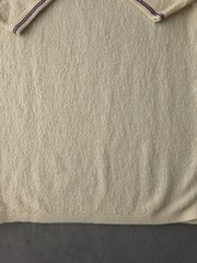 Vintage 1960s Cream Acrylic Knit Crewneck Ringer T-shirt Mod Beach Men’s S