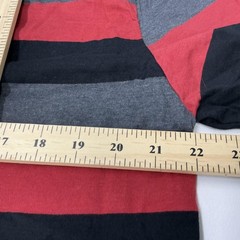 Carbon Shirt Mens 2XL Red Gray Black Stripe V Neck Short Sleeve Tagless