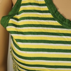 VINTAGE Chrysanthemum Brand Tank Top Shirt Size M Cotton Green Yellow Stripe