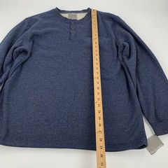 NWT Falls Creek Faux Fur Lined Henley Long Sleeve Top Size XL Mens Solid Blue