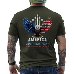 250 Years 1776 2026 Birthday Eagle Jets Flag 4th of July Men T-Shirt