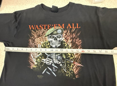 Vintage 3D Emblem Shirt Waste Em All Just Brass Inc Freeport New York 1987 Large