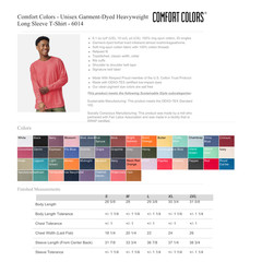 100% Cotton Comfort Colors Long Sleeve Shirt Style 6014 Small-2X Large