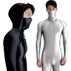 AMORESY Men Glossy Hooded T-shirt Sunscreen High Neck Long Sleeve Running Shirts