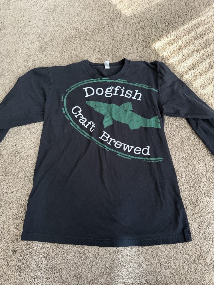 Dogfish Head Shark And Shield Logo Long Sleeve Shirt Size Medium