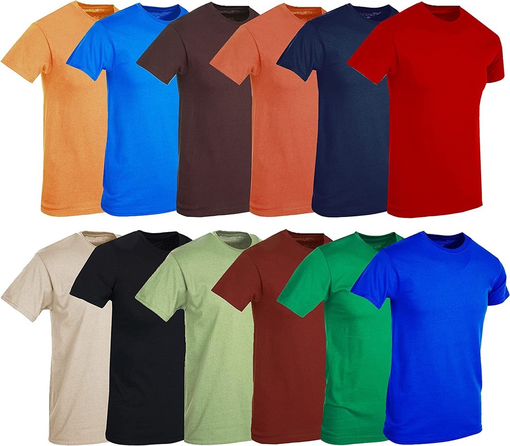 BILLIONHATS 12 Pack Mens Cotton Short Sleeve Lightweight T-Shirts(Assorted B, S)
