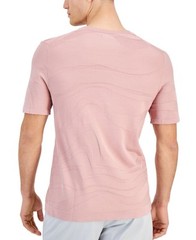 Alfani Men’s Tonal Wave Jacquard T-Shirt Rayon/Nylon Pottery Clay-Small