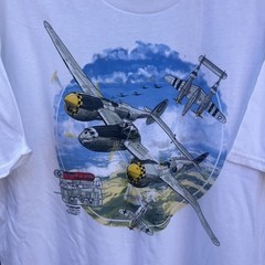 Vintage Lockheed P-38J-25 Lightning Fighter Plane Men’s T-Shirt Size Small. NWOT