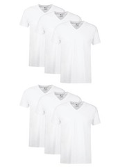 Hanes Mens Cotton, Moisture-wicking V-neck Tee Large, White – 6 Pack