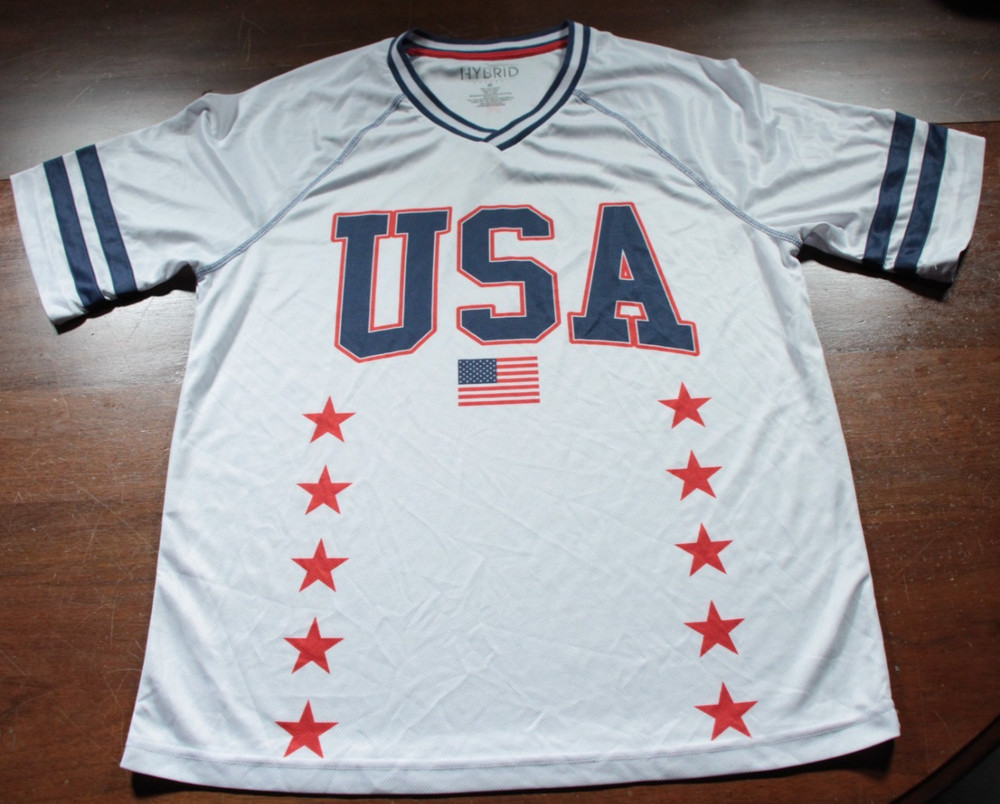 Hybrid Apparel Team USA Soccer Baseball Polyester Jersey M America Patriotic 76